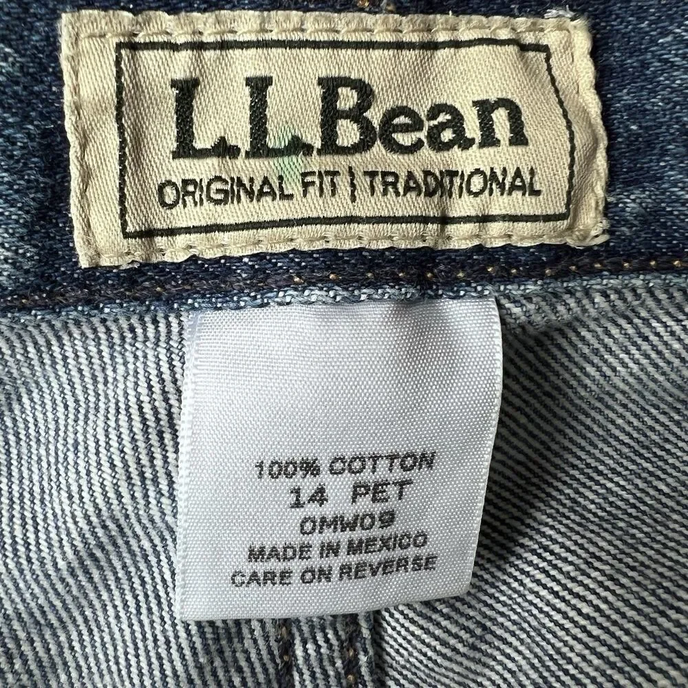 LL Bean Original Fit Traditional Blue Jeans Cotton Denim Women's 14 Petite - Picture 8 of 8
